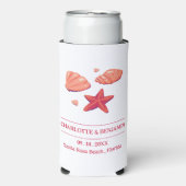 Rafraîchisseur Pour Canette Slim Fête de mariage rustique sur la plage (Seltzer Recto)