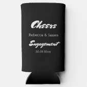 Rafraîchisseur Pour Canette Slim Fête d'engagement moderne noir et blanc (Verso)