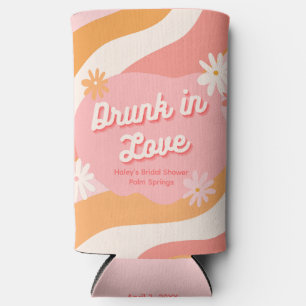 Rafraîchisseur Pour Canette Slim Fête des mariées ivre dans l'amour Retro Pink Can