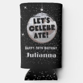 Rafraîchisseur Pour Canette Slim Fêtons l'anniversaire Disco Ball Black (Verso)