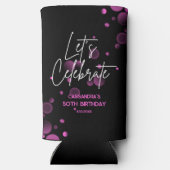 Rafraîchisseur Pour Canette Slim Fêtons l'anniversaire rose Bokeh Gradient noir (Verso)