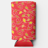 Rafraîchisseur Pour Canette Slim Feuille brun sec rouge motif (Recto)