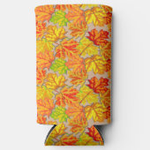 Rafraîchisseur Pour Canette Slim Feuilles orange et jaune rose (Recto)