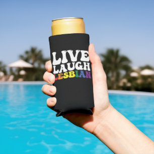 Rafraîchisseur Pour Canette Slim Fière lesbienne LGBT Groovy Live Laugh