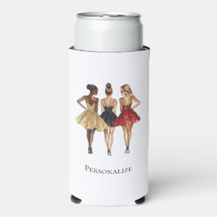 Rafraîchisseur Pour Canette Slim Filles en robes noires rouges glamour or