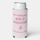 Rafraîchisseur Pour Canette Slim Filles Week-end avec nom de date Texte personnalis (Seltzer Recto)