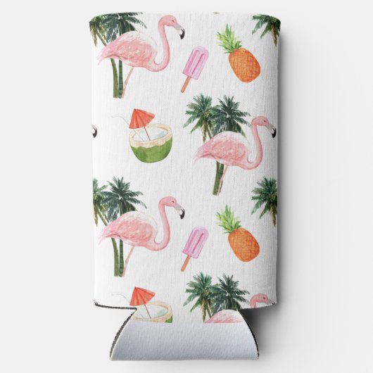 Rafraîchisseur Pour Canette Slim Flamant rose d'été Pool Party Bachelorette (Verso)