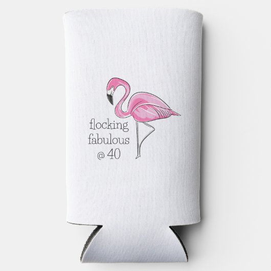 Rafraîchisseur Pour Canette Slim Flamant rose rose flockant fabuleux à quarante (Recto)