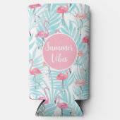 Rafraîchisseur Pour Canette Slim Flamant rose Tropical Palm Leaf Summer Pool Party (Recto)