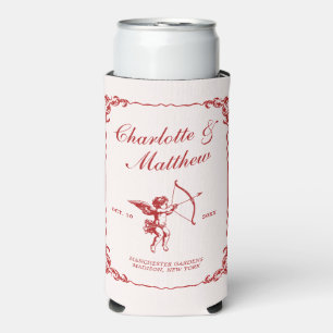 Rafraîchisseur Pour Canette Slim Flèche de Cupidon Rouge Mariage Vintage