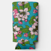 Rafraîchisseur Pour Canette Slim Fleur d'Apple sur le turquoise (Verso)