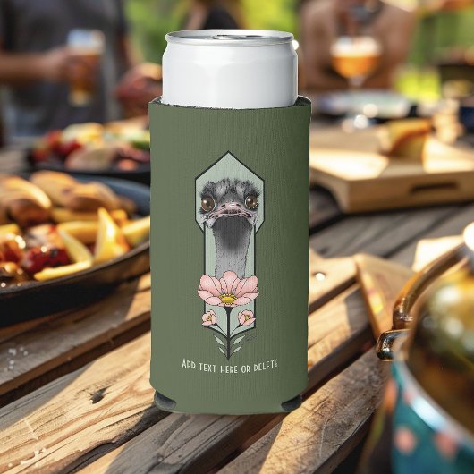 Rafraîchisseur Pour Canette Slim Fleurs d'autruche Art Déco Vert