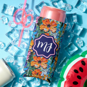 Rafraîchisseur Pour Canette Slim Fleurs de style Impasto dans un monogramme coloré