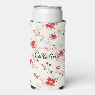Rafraîchisseur Pour Canette Slim Fleurs rouges à la crème