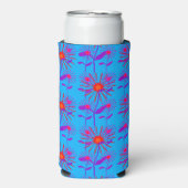 Rafraîchisseur Pour Canette Slim Fleurs rouges et violettes bleues (Seltzer Recto)