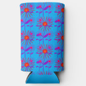 Rafraîchisseur Pour Canette Slim Fleurs rouges et violettes bleues (Recto)