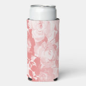 Rafraîchisseur Pour Canette Slim Fleurs vives roses et motif feuille (Seltzer Recto)