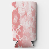 Rafraîchisseur Pour Canette Slim Fleurs vives roses et motif feuille (Recto)