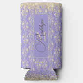 Rafraîchisseur Pour Canette Slim Floral d'or Monogram sur Lavender (Verso)