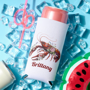 Rafraîchisseur Pour Canette Slim Floral Homard Crawfish Art Personnalisé
