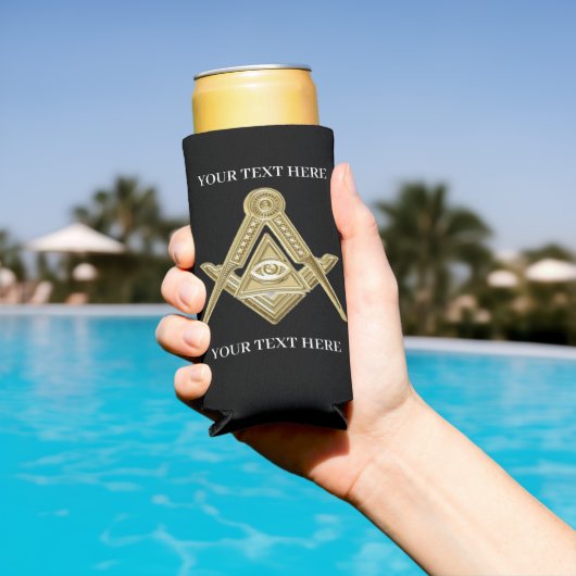 Rafraîchisseur Pour Canette Slim Freemason Carré et boussole maçonnerie maçonnique (Piscine in situ)