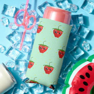 Rafraîchisseur Pour Canette Slim Fruit rouge kawaii bleu