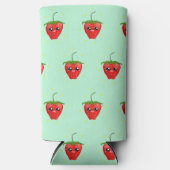 Rafraîchisseur Pour Canette Slim Fruit rouge kawaii bleu (Recto)