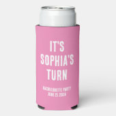 Rafraîchisseur Pour Canette Slim Funny Bachelorette Party Mariage rose et blanc (Seltzer Verso)