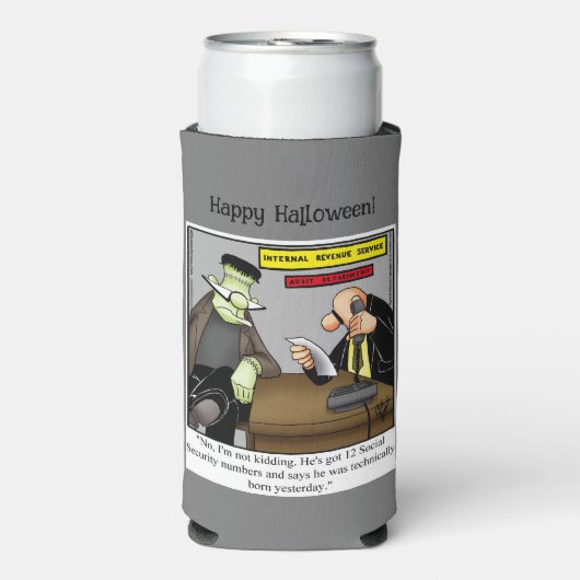 Rafraîchisseur Pour Canette Slim FunnyHalloween Humour peut refroidir cadeau (Seltzer Recto)