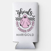 Rafraîchisseur Pour Canette Slim Ghouls veut juste s'amuser Pink Ghost Halloween (Verso)