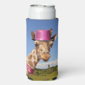 Rafraîchisseur Pour Canette Slim Giraffe en casquette rose étincelant (Seltzer Verso)