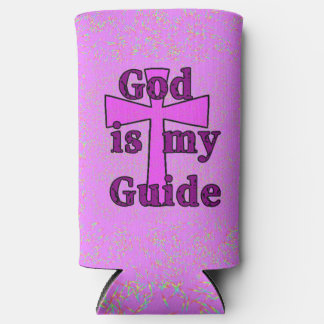 Rafraîchisseur Pour Canette Slim God Is My Guide Coozie Croix Violette