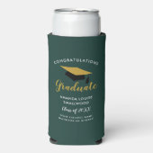Rafraîchisseur Pour Canette Slim Graduation 2025 Grad Script Party Green (Seltzer Recto)