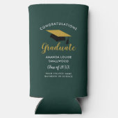 Rafraîchisseur Pour Canette Slim Graduation 2025 Grad Script Party Green (Verso)