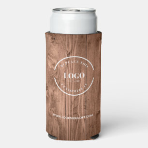 Rafraîchisseur Pour Canette Slim Grain de bois rustique personnalisable avec logo