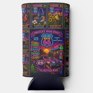 Rafraîchisseur Pour Canette Slim Graphique de bannière de timbre rétro Mother Road