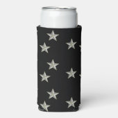 Rafraîchisseur Pour Canette Slim Gris étoiles motif sur noir (Seltzer Recto)