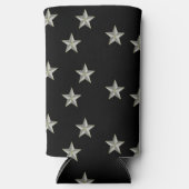 Rafraîchisseur Pour Canette Slim Gris étoiles motif sur noir (Recto)