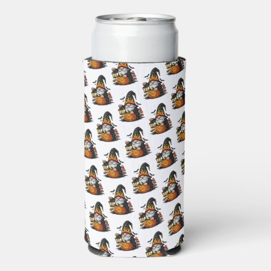 Rafraîchisseur Pour Canette Slim Halloween Gnome Koozie (Seltzer Verso)
