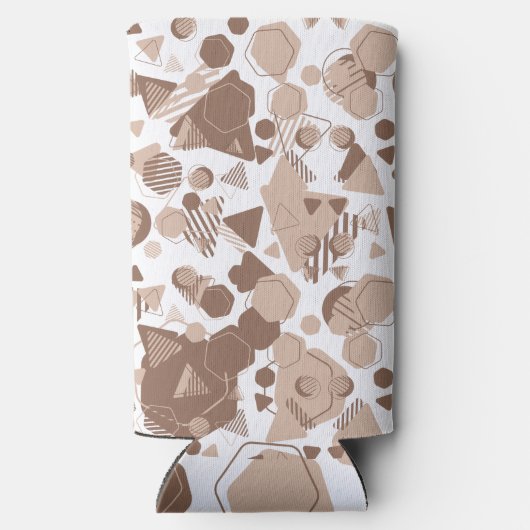 Rafraîchisseur Pour Canette Slim Hexagon & Triangle rose & Brown sur Motif blanc (Verso)