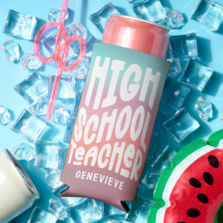 Rafraîchisseur Pour Canette Slim High School Teacher Pink Aqua Ombre