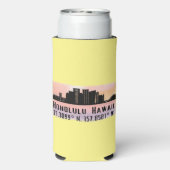 Rafraîchisseur Pour Canette Slim Honolulu Skyline Latitude et Longitude (Seltzer Verso)