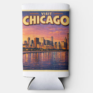 Rafraîchisseur Pour Canette Slim Horizon de Chicago et lac Michigan au crépuscule