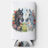 Rafraîchisseur Pour Canette Slim Horses framed by flowers (Recto)