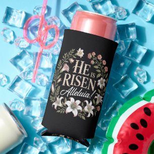 Rafraîchisseur Pour Canette Slim Il Est Ressuscité Alleluia Floral Pâques Chrétien