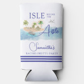 Rafraîchisseur Pour Canette Slim Île tropicale Palm Tree Destination Bachelorette (Recto)