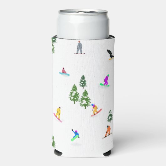 Rafraîchisseur Pour Canette Slim Illustration du snowboard des Snowboarders (Seltzer Recto)