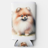 Rafraîchisseur Pour Canette Slim Image d'aquarelle mignonne Pomeranian (Recto)