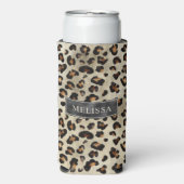 Rafraîchisseur Pour Canette Slim Impression d'animal léopard avec nom et feuille d' (Seltzer Recto)