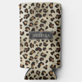 Rafraîchisseur Pour Canette Slim Impression d'animal léopard avec nom et feuille d' (Recto)
